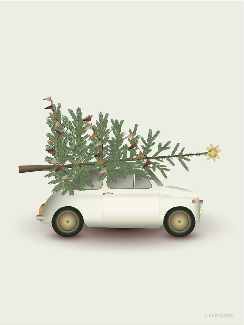 kort Christmas tree & little car A6
