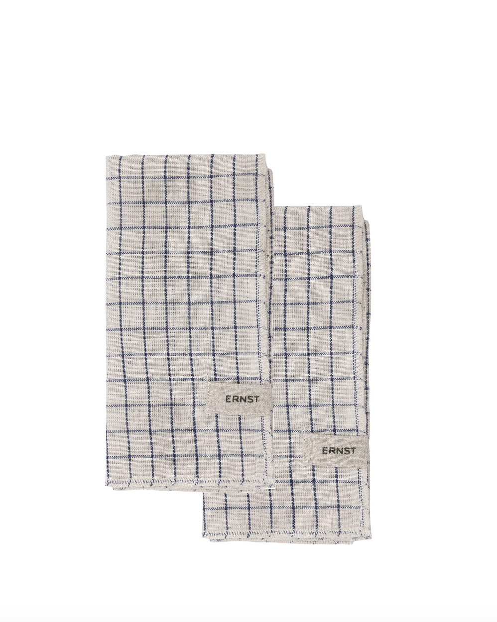 Tøyserviett 2pk, natur/blå ruter