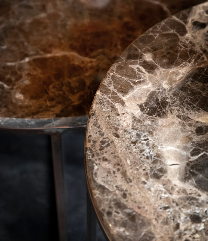 Cedes Sofabord Ø80cm, Mørk brun marmor