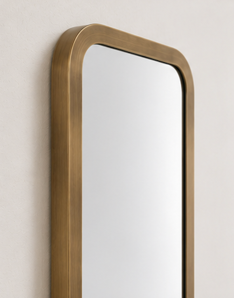 Speil vintage square brass 31x122 cm
