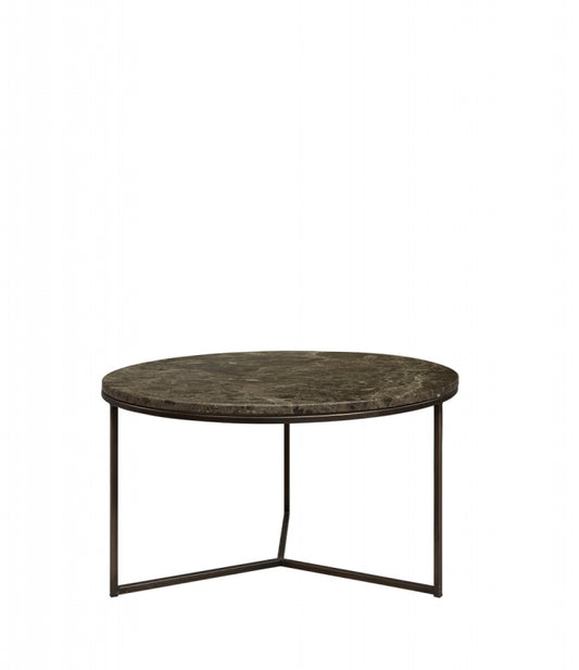 Cedes Sofabord Ø80cm, Mørk brun marmor