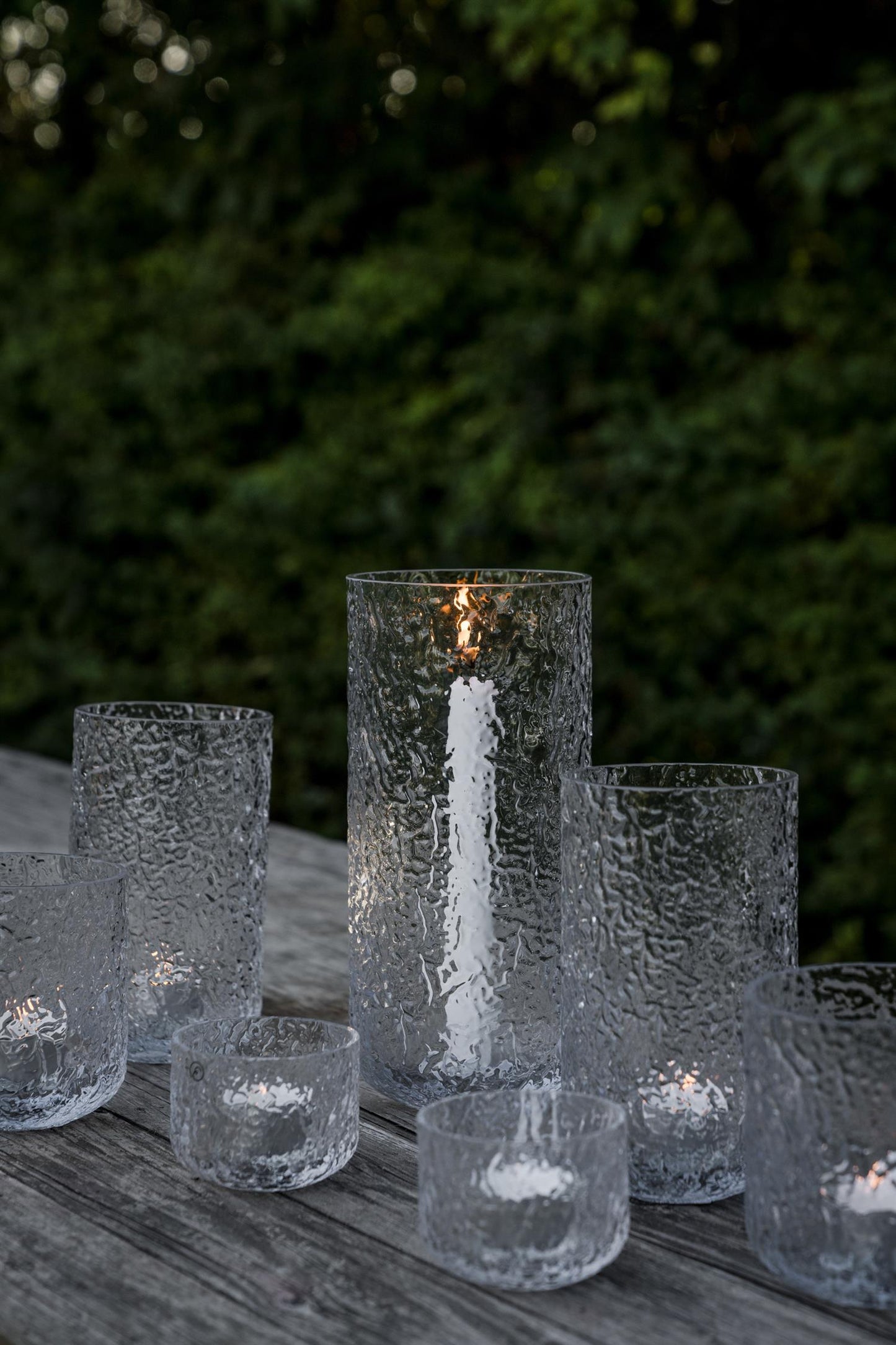 Telysholder mønstret glass Ø8xH6 cm