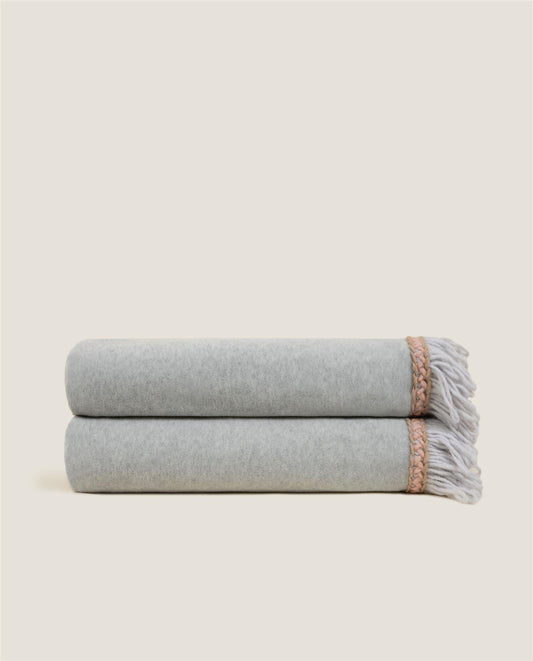 Soft bamboo Perla fringe pledd, 160x200