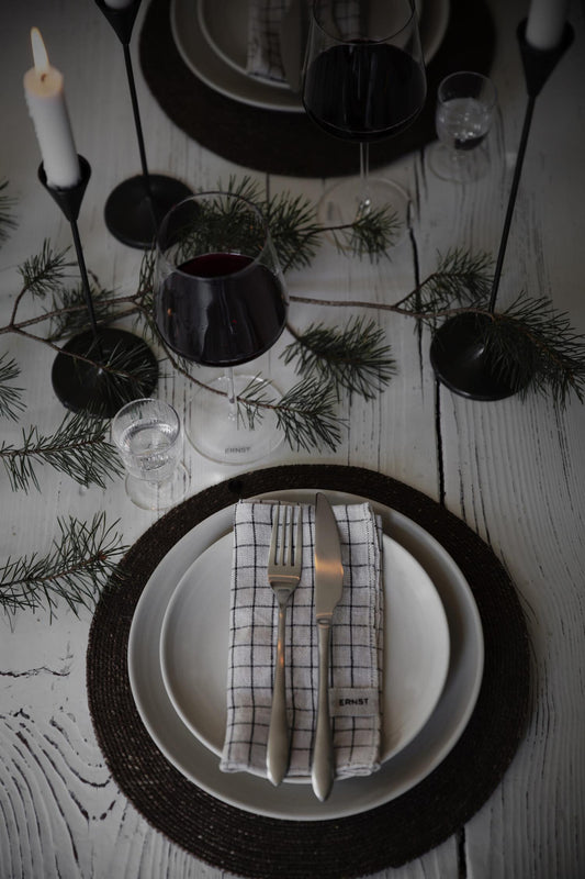 Tøyserviett 2pk, natur/blå striper