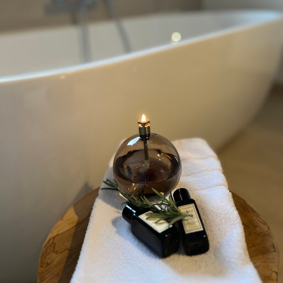 Oljelampe rund champagne brass - large