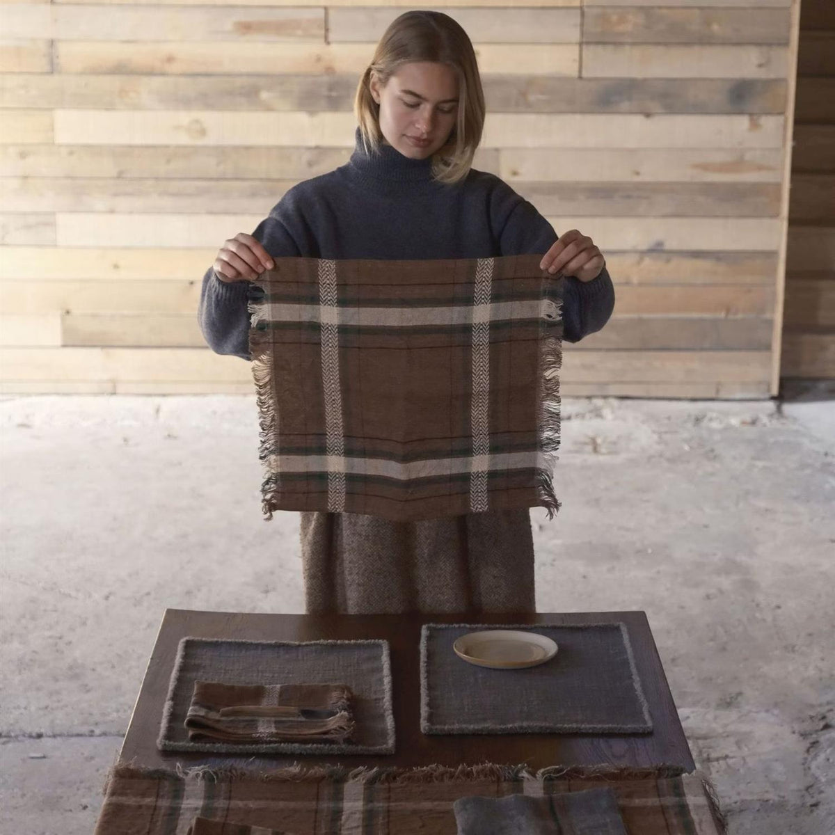 Rowan tøyserviett, rutet lin 43x43 cm