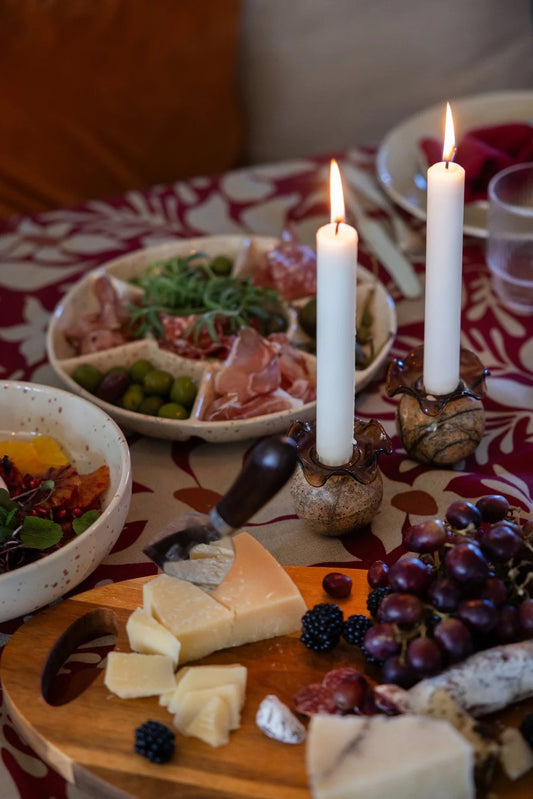 Sten lysestake, brown forest marble