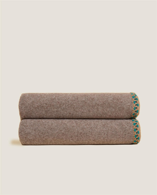 Soft Bamboo tortora bordo pledd, 160x200