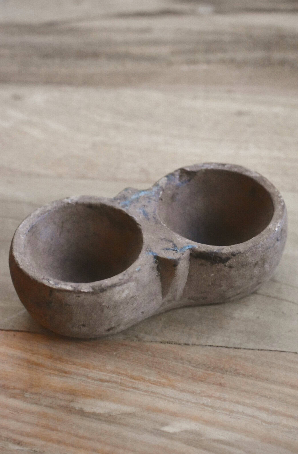 Vintage doobel skål i stein 16-19x5-7 cm