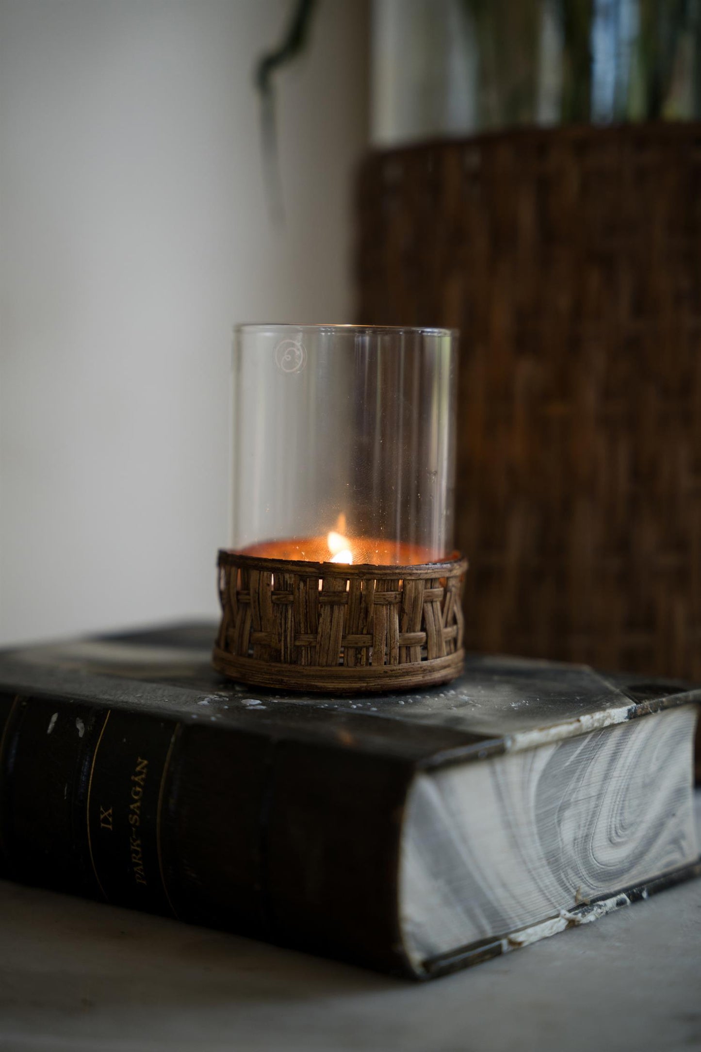 Lykt vase Ø7xH8,5 cm, mørk kurv