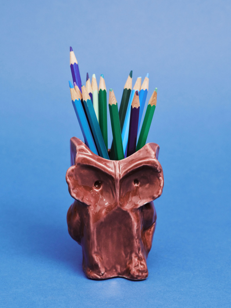 Owl vase XS aubergine after midnight