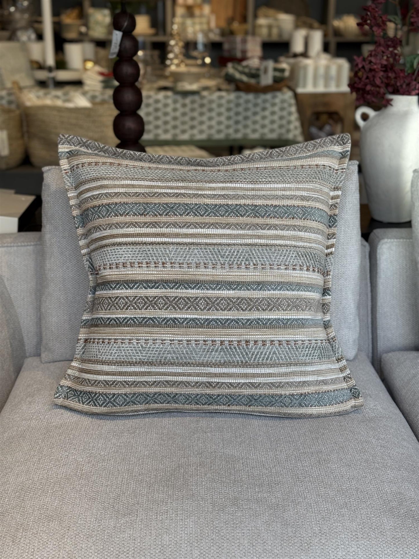 Pyntepute 60x60. blå/gyllen. Tosidig