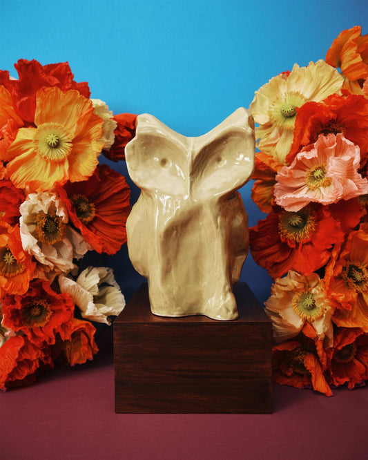 Owl vase S yellow after midnight