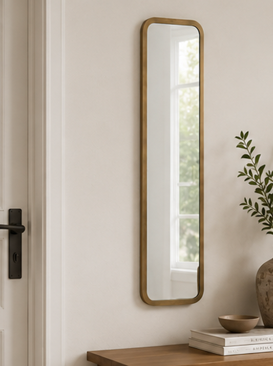 Speil vintage square brass 31x122 cm