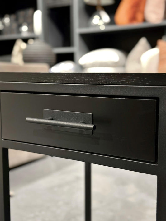 Nattbord med skuff 40x40xH60, sort eik topp