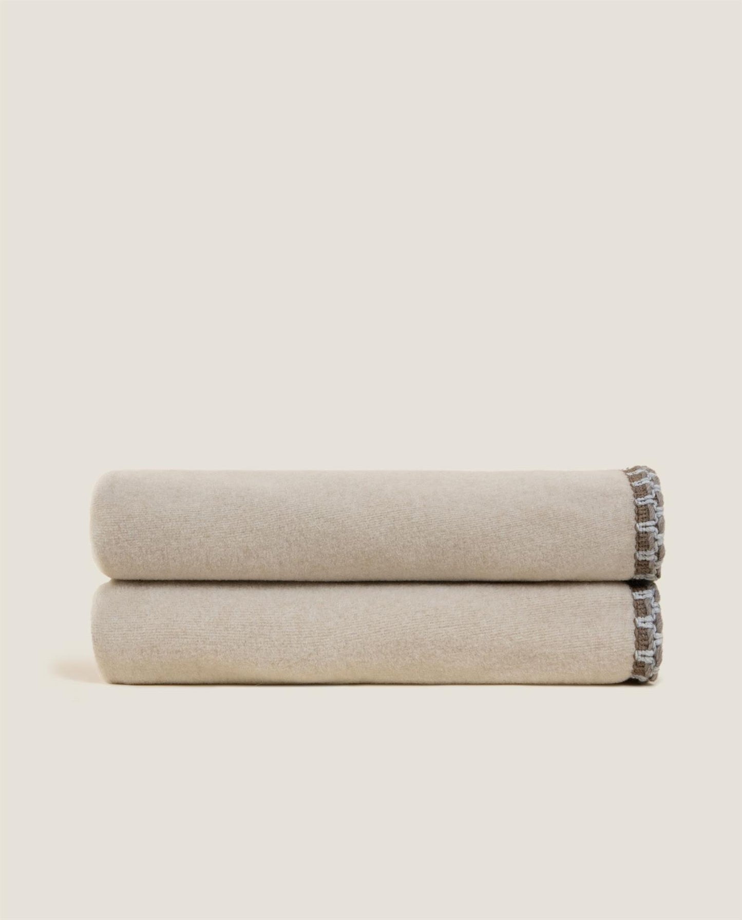 Soft bamboo Nocciola bordo giverny pledd, 220x260