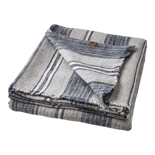 Hilda pledd/duk, 350x140 cm, blå/grå