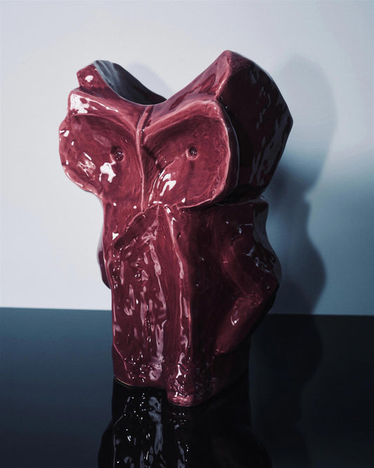 Owl vase L aubergine after midnight