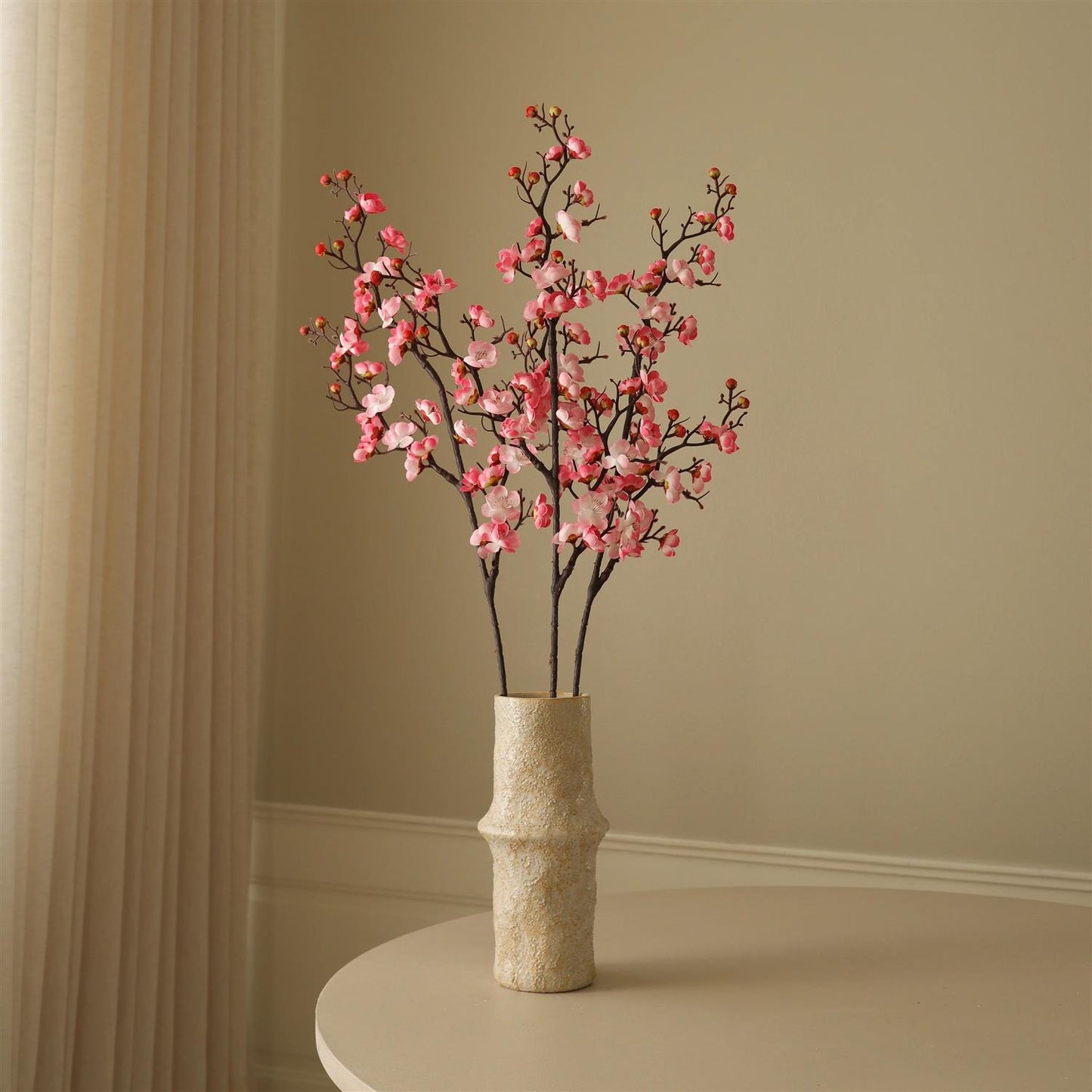 Pink plum blossom branch