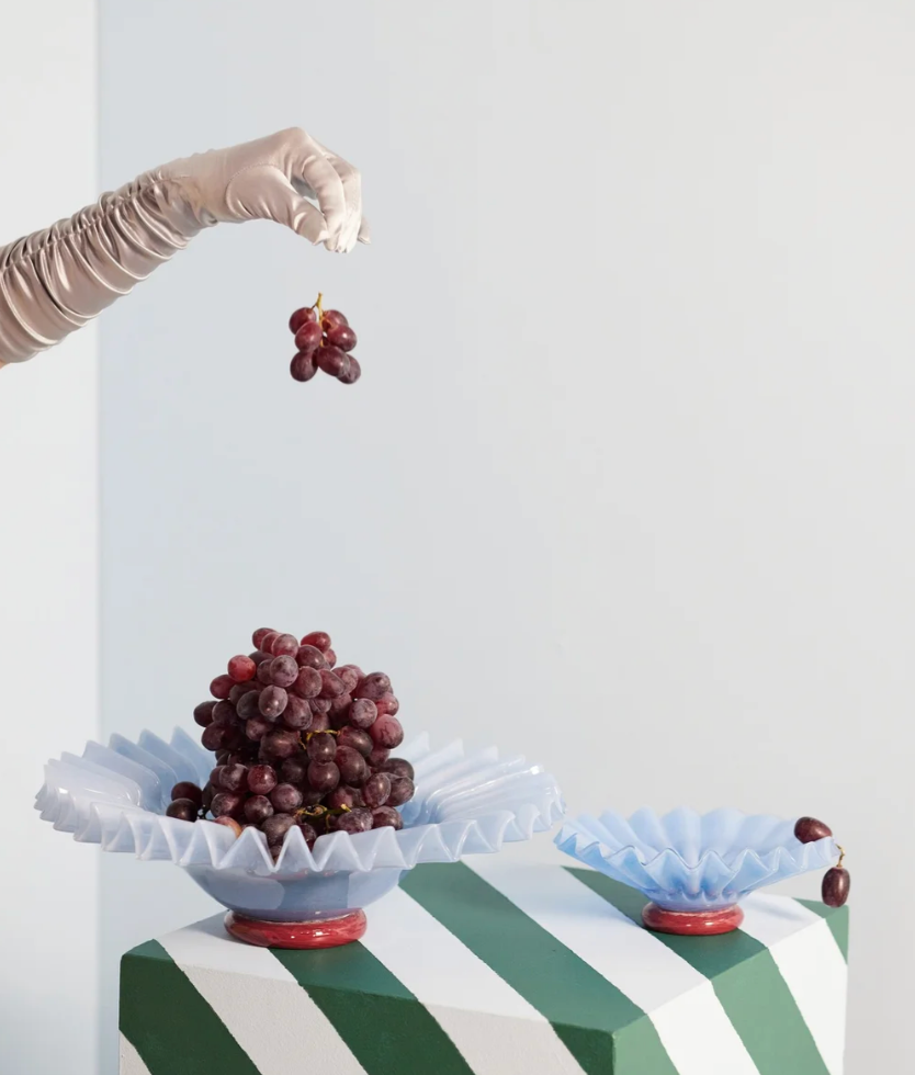 Skål Lori M, light blue/ bordeaus