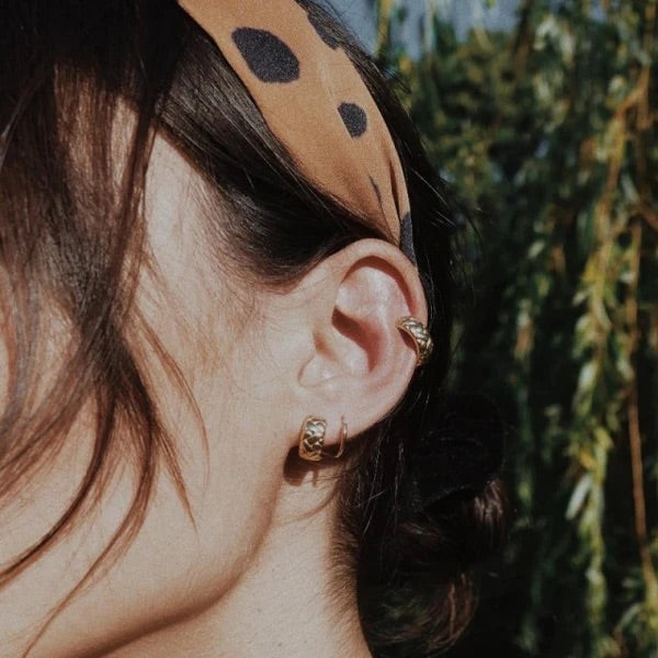 Waffle Chunky Huggie Hoop Øreringer