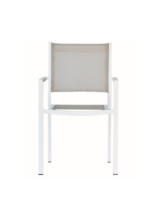 Aria Stol Hvit ramme, taupe texfil