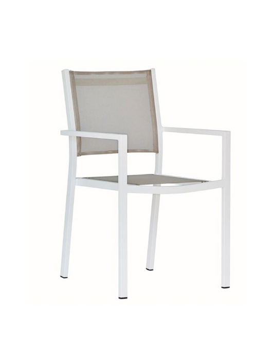 Aria Stol Hvit ramme, taupe texfil