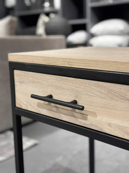 Nattbord med skuff 40x40xH60, Hvitoljet eik topp