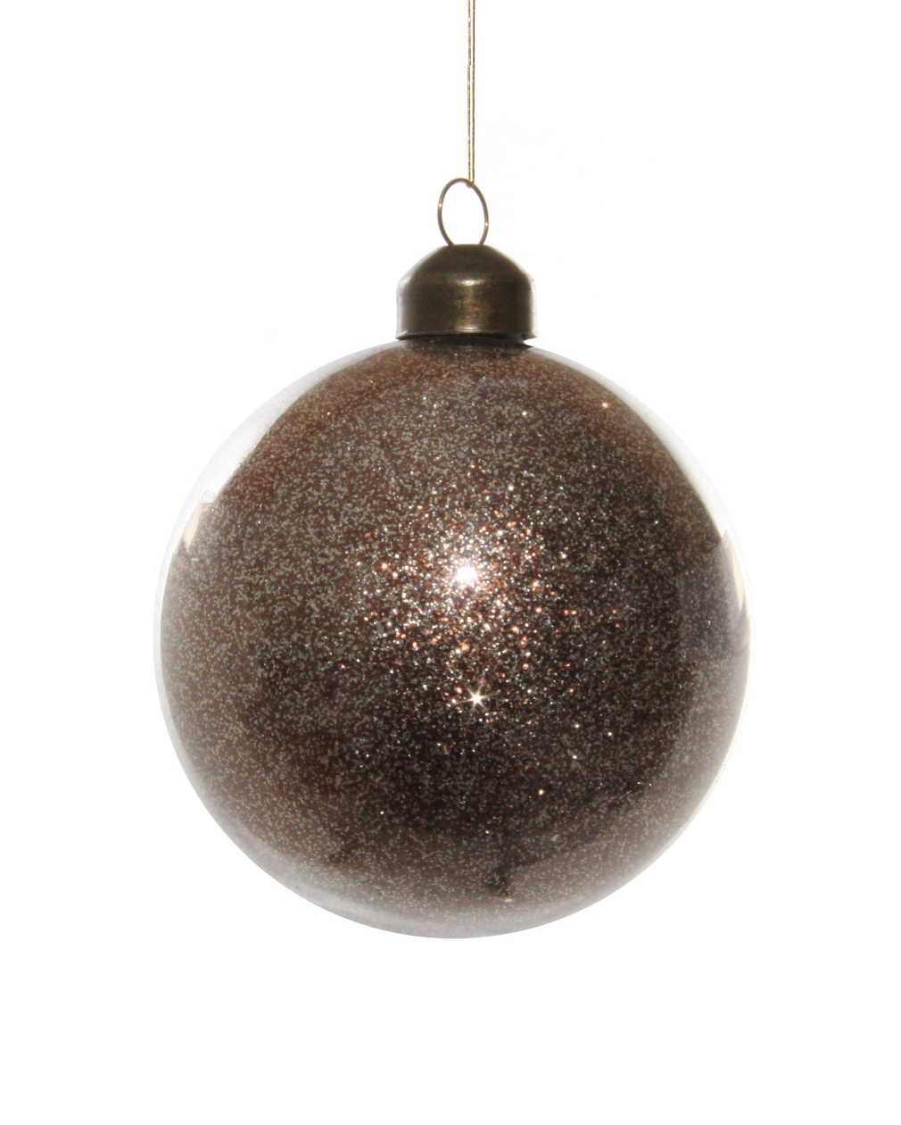 Glass Julekule 8cm, Brun Glitter