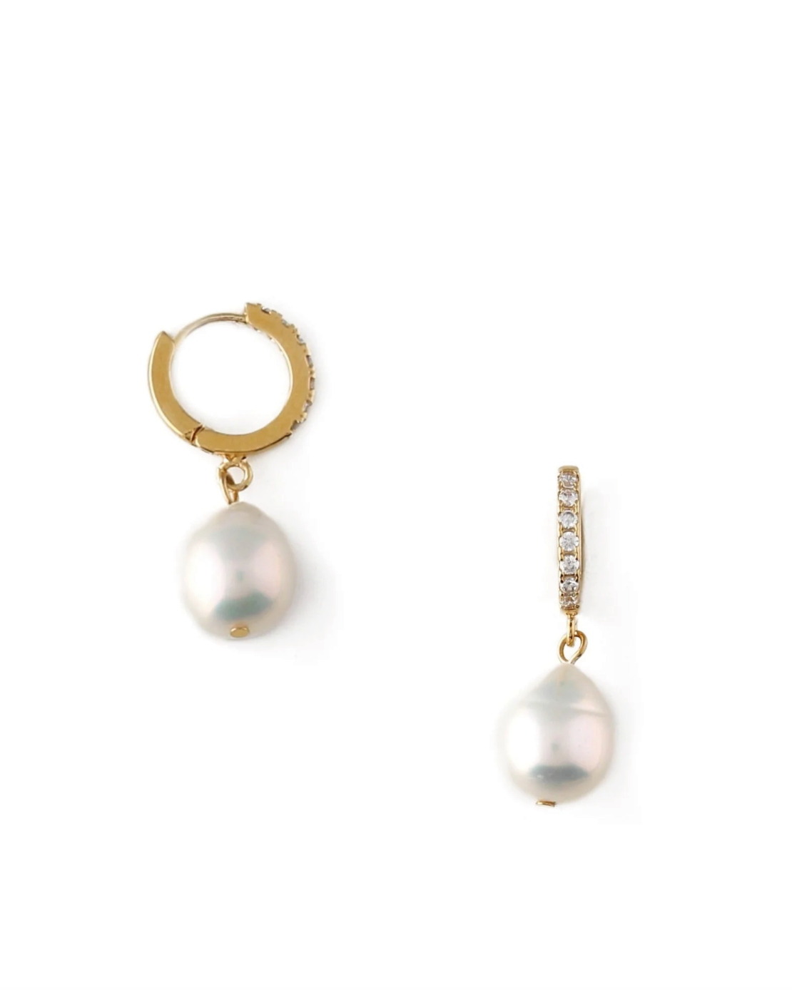 Pearl Drop Pavé Huggie Hoop øredobber