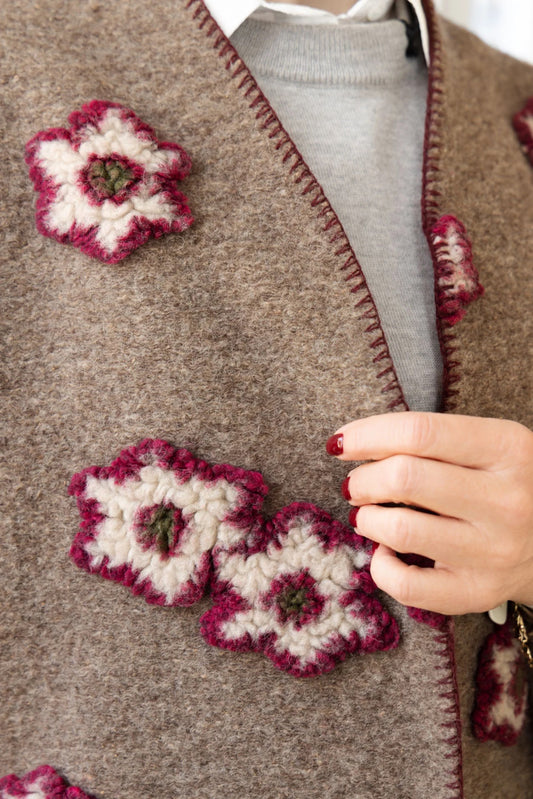 Alma flowers wool cardigan, multi