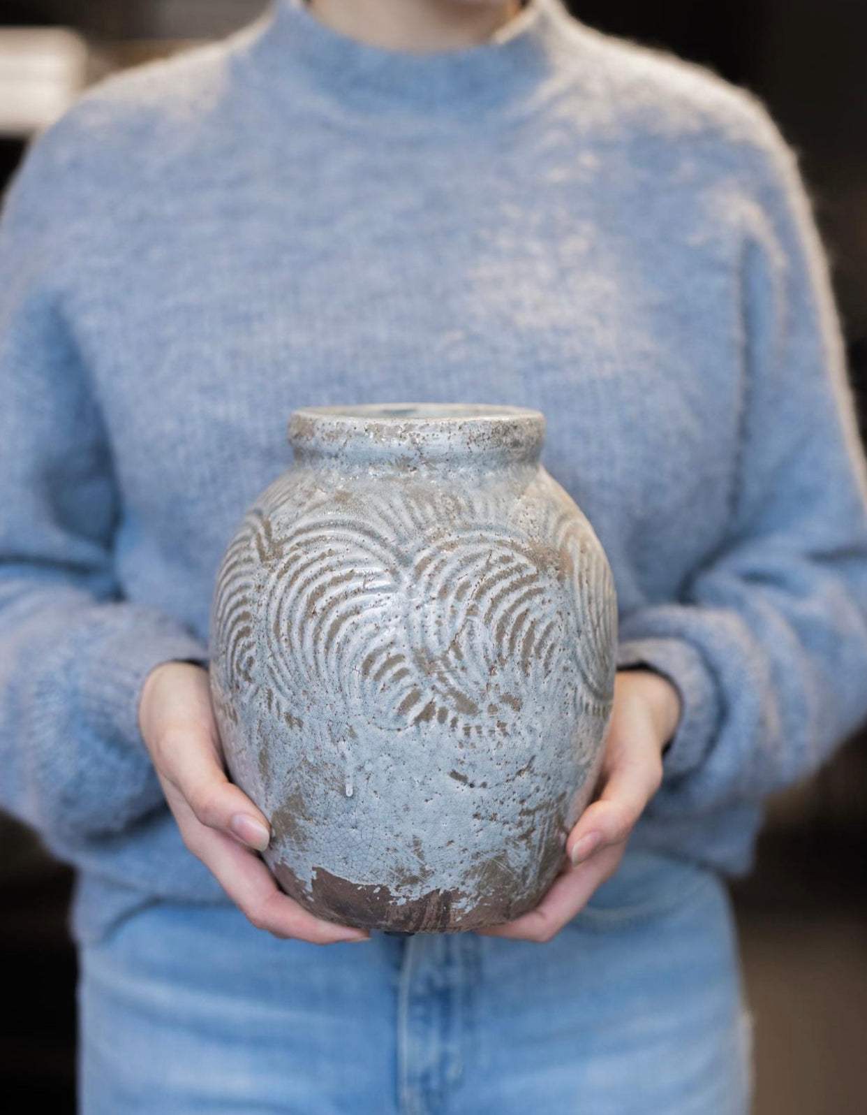 Damian Deko vase, grønn terrakotta