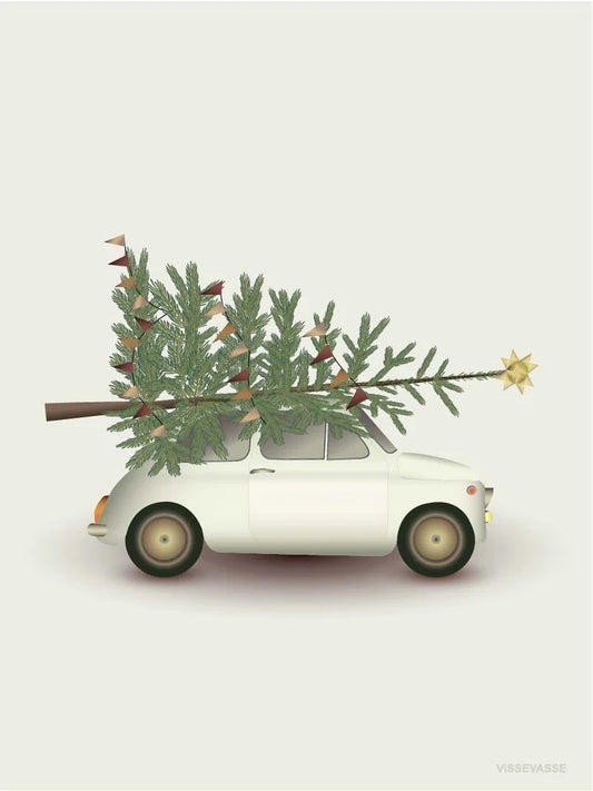 kort Christmas tree & little car A6