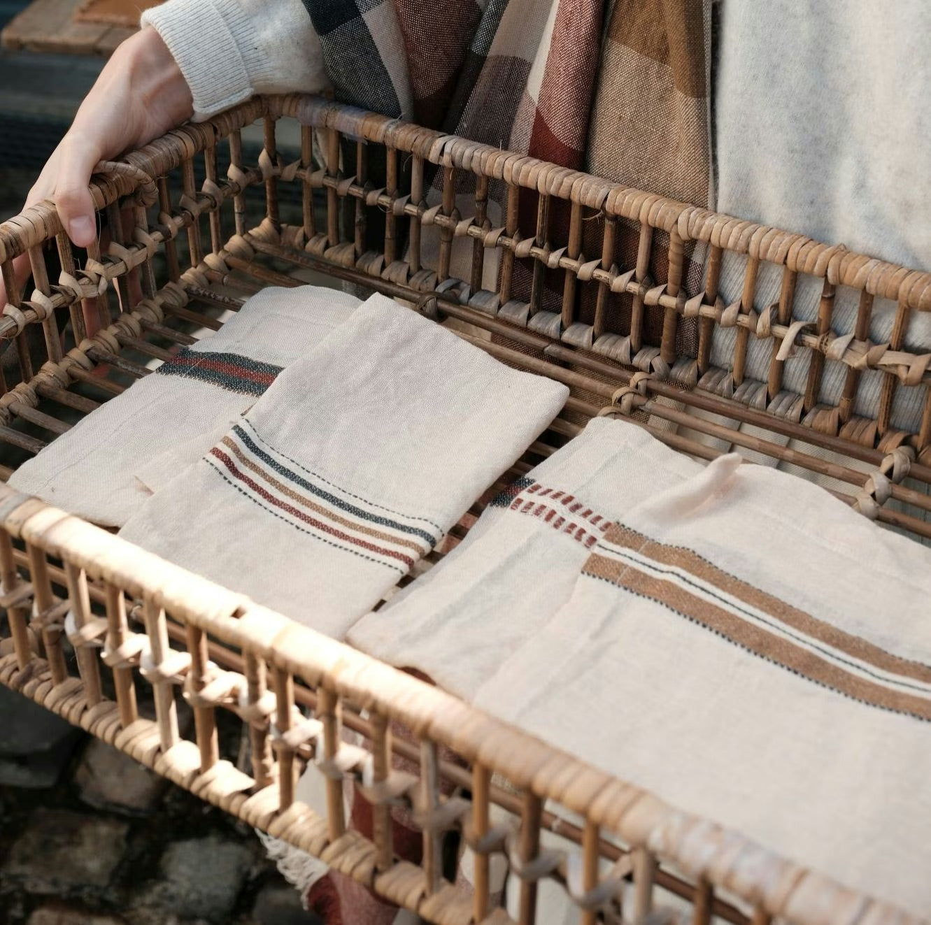 Perry linserviett multi stripe 42x42 cm