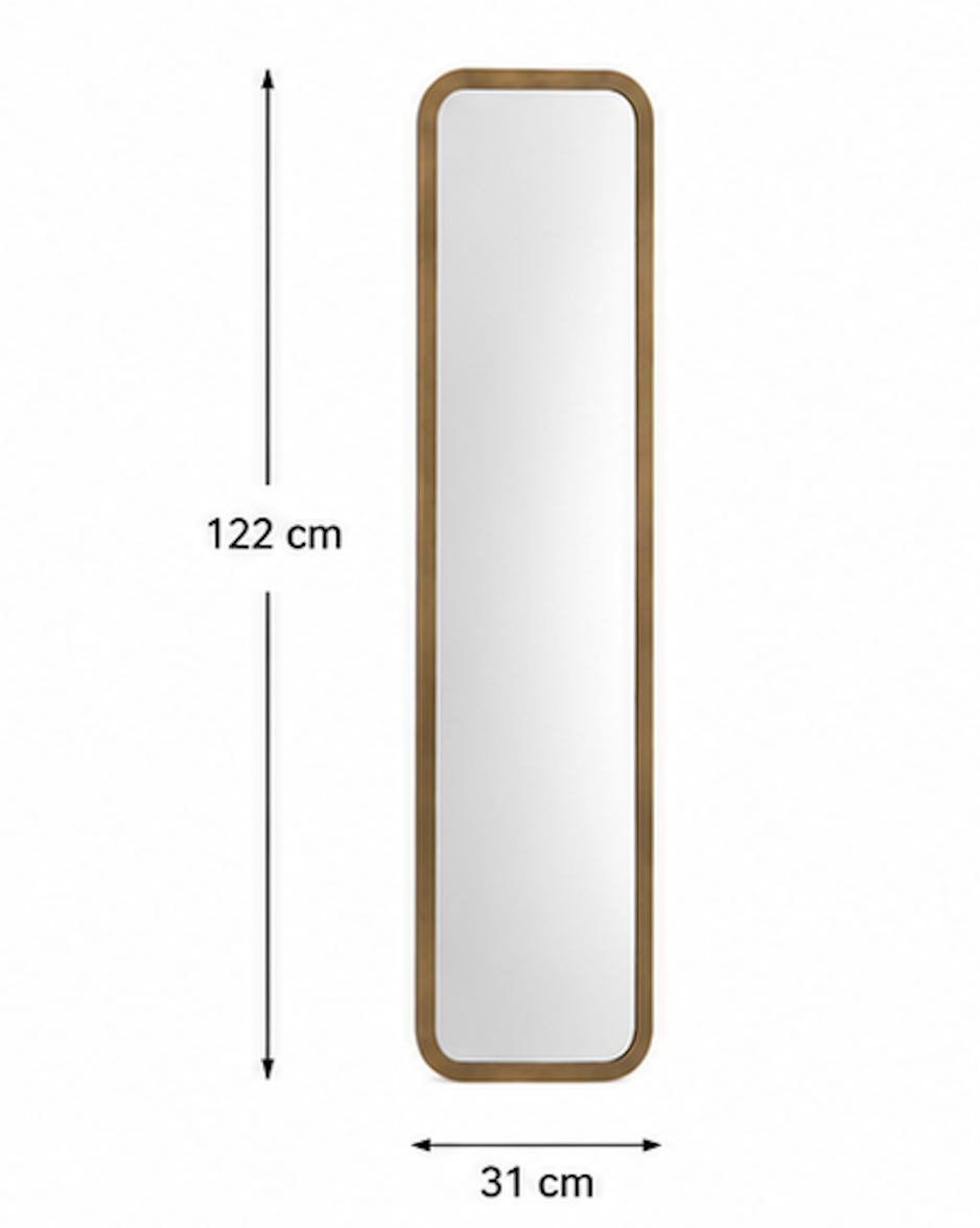 Speil vintage square brass 31x122 cm