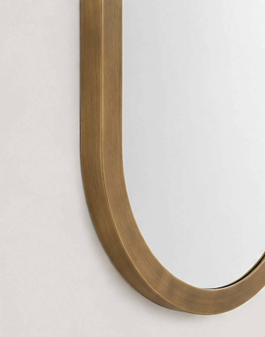 Speil vintage oval brass 40x120 cm