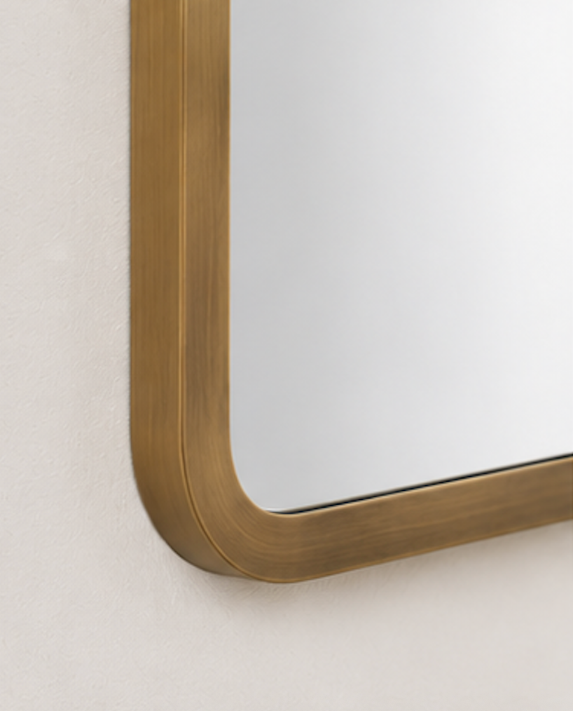 Speil vintage square brass 31x122 cm