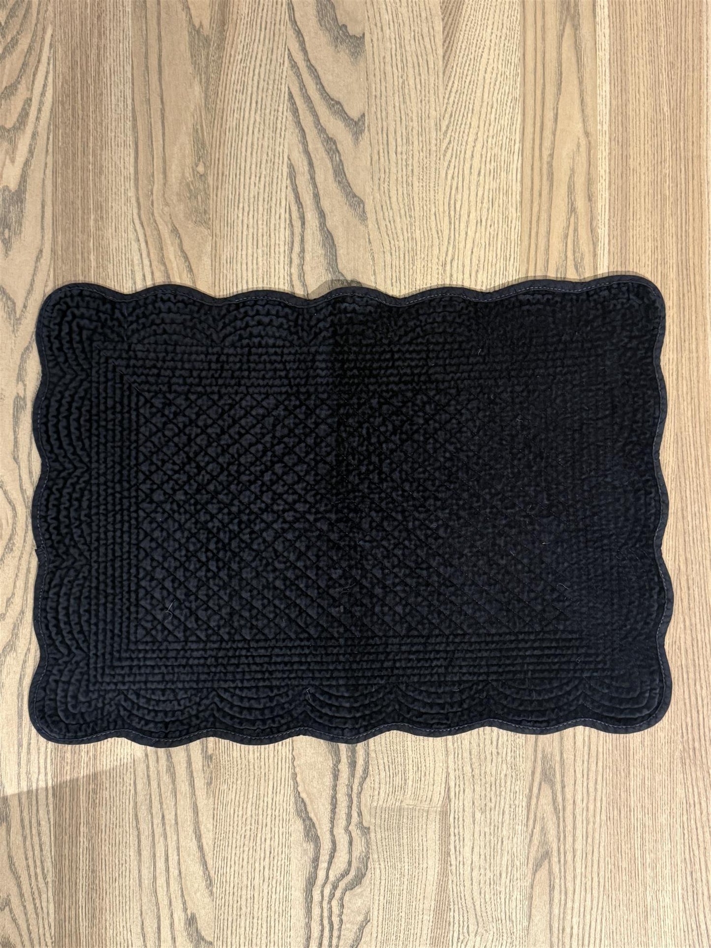 Bordbrikke avlang velur Blue Graphite