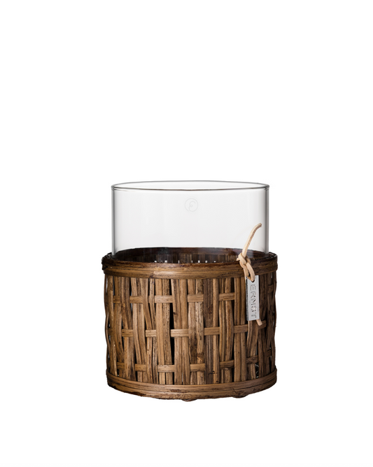 Lykt vase Ø10xH12 cm, mørk kurv