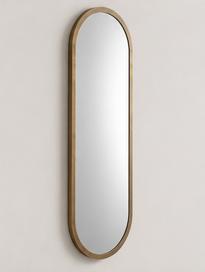 Speil vintage oval brass 40x120 cm