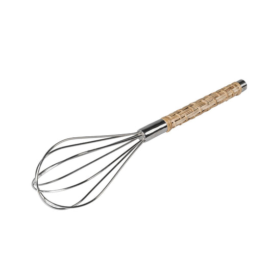Visp, metall og flettet håndtak