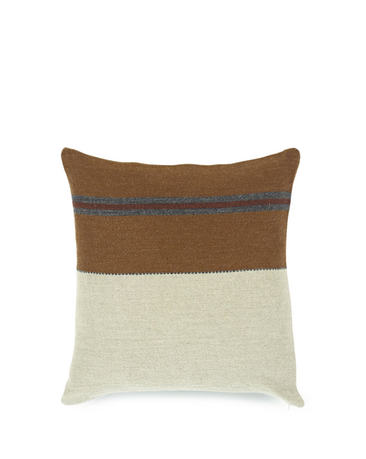 Highland stripe pute, leather 50x50 cm