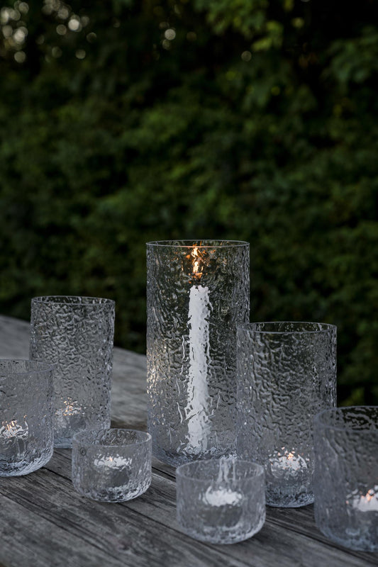 Telysholder mønstret glass Ø8xH6 cm