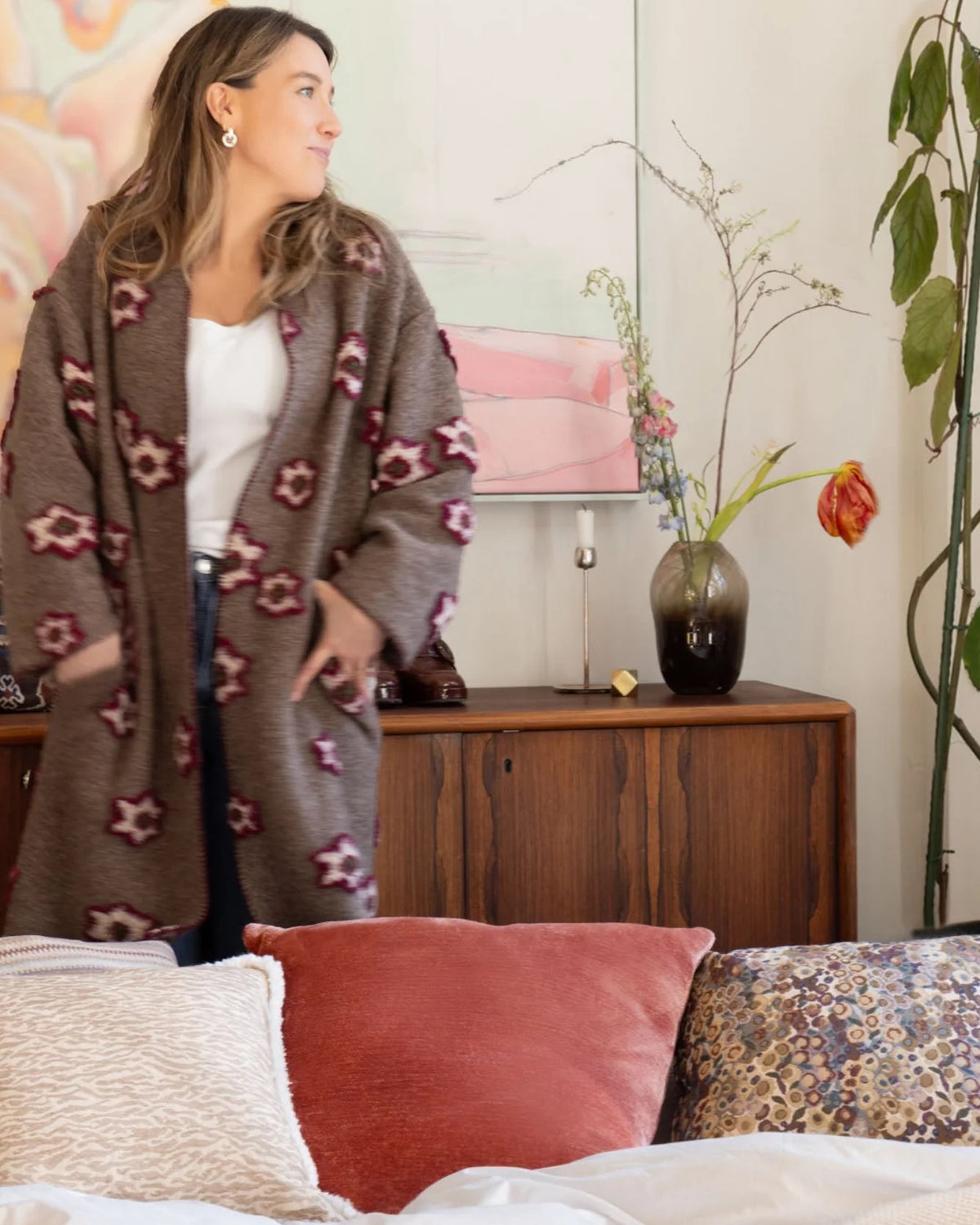 Alma flowers wool cardigan, multi