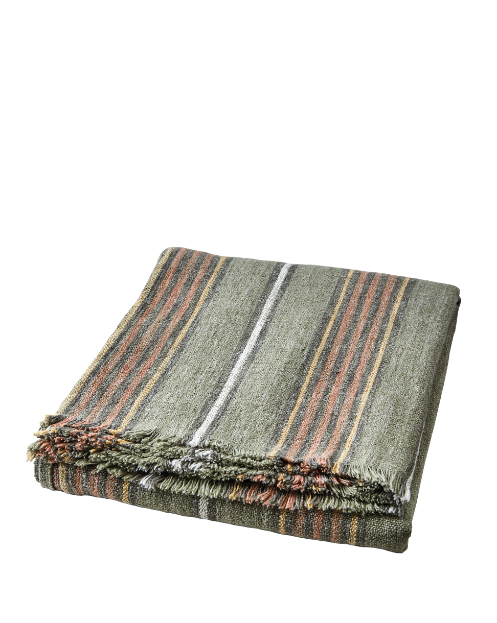 Hilda pledd/duk, grønn/rust 250x140