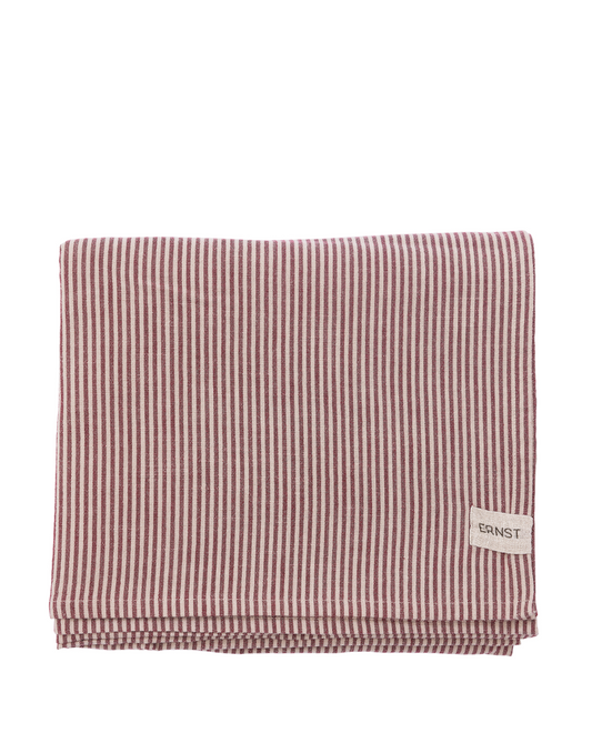 duk 145x300 cm natur/rød striper