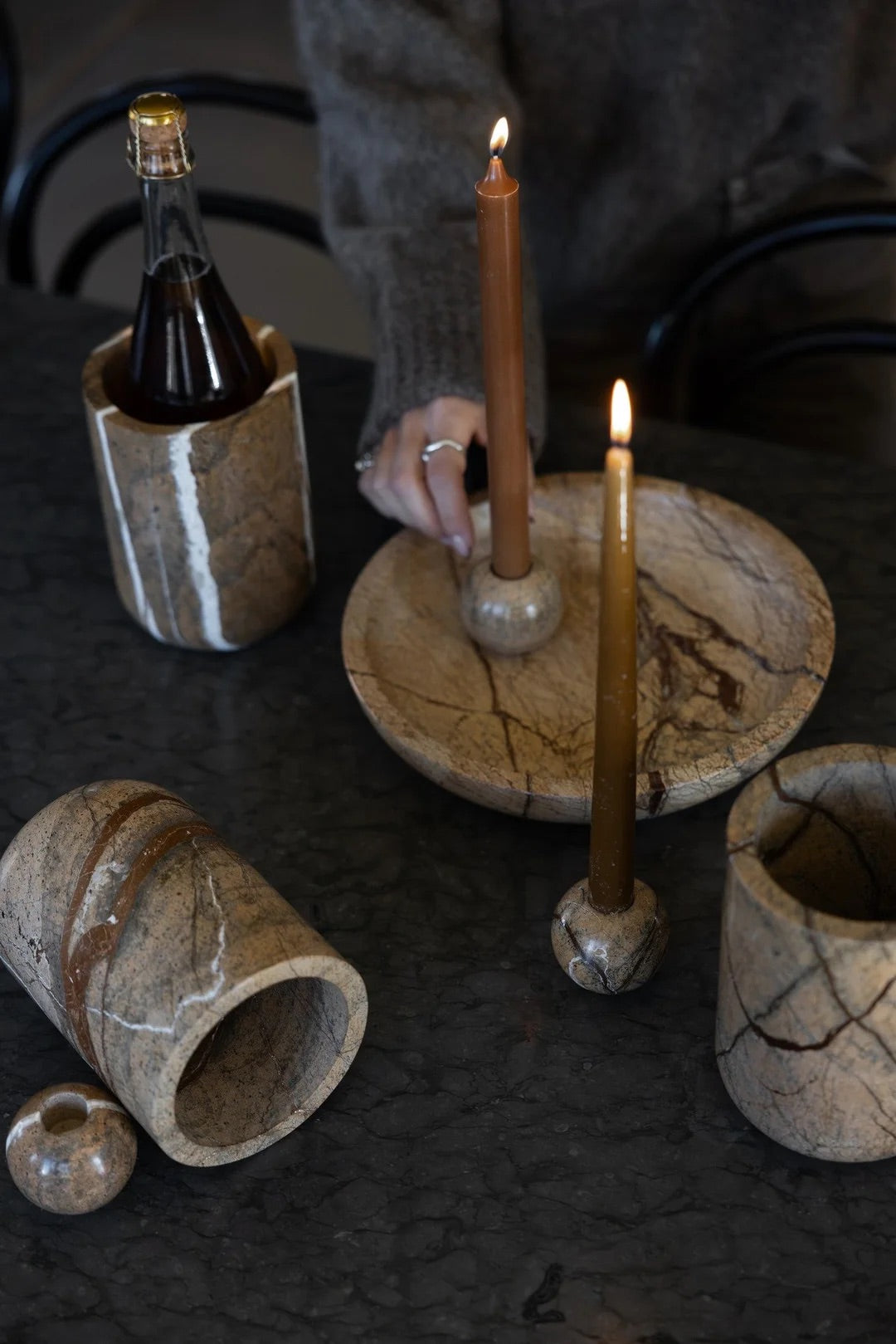 Sten marmorfat, brown forest marble