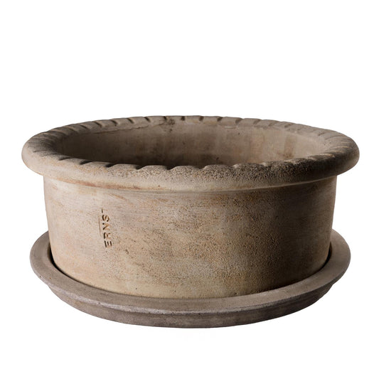 Lav krukke med fat, Ø33xH12 cm, terrakotta