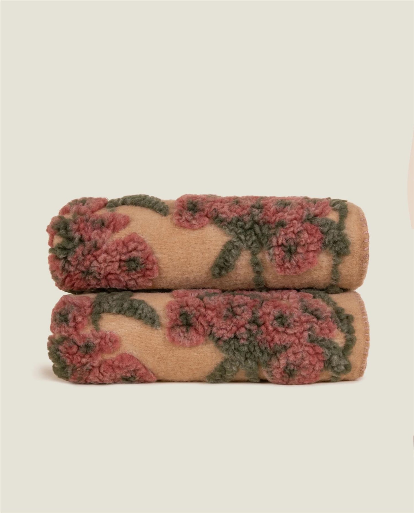 Easy Boiled Wool Old Flower Burgundy pledd, 150x190