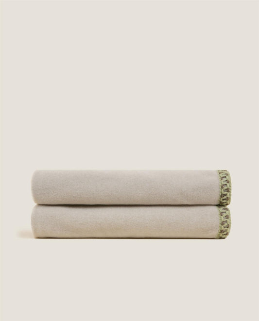 Soft bamboo Nocciola bordo pledd, 160x200